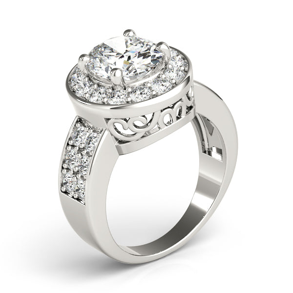 Raveena - 14k White Gold 2.75 Carat Emerald Cut 3 Stone Halo Natural Diamond  Engagement Ring @ $5200 | Gabriel & Co.